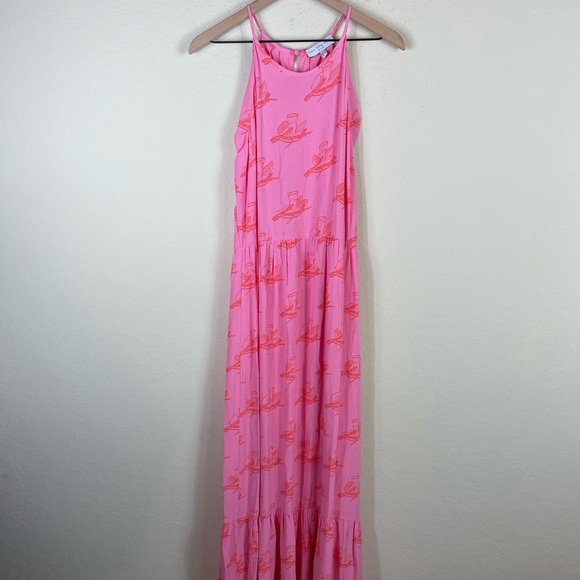 Never Fully Dressed Limoncello Halter Maxi Dress Pink Size 8 - Picture 3 of 10